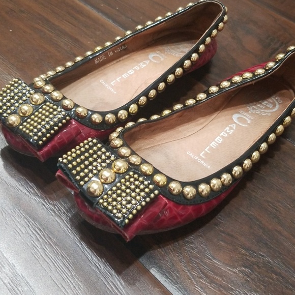 Jeffery Campbell Dauphine Red Croco Leather Flats - Picture 2 of 8